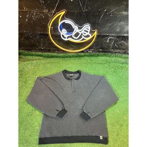 Russell Athletics Slate Blue Waffle Knit Pullover Sweatshirt Men's L Made In USA